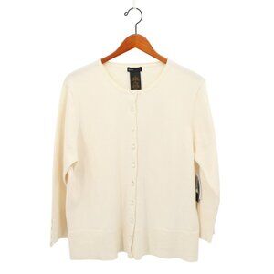 NWT Grace Elements Button Front 3/4 Sleeve Cardigan Vanilla Ivory Sweater XXL